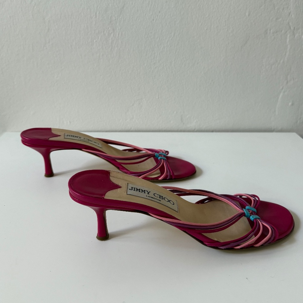 JIMMY CHOO PINK LEATHER SANDALS SIZE EU 36 1/2